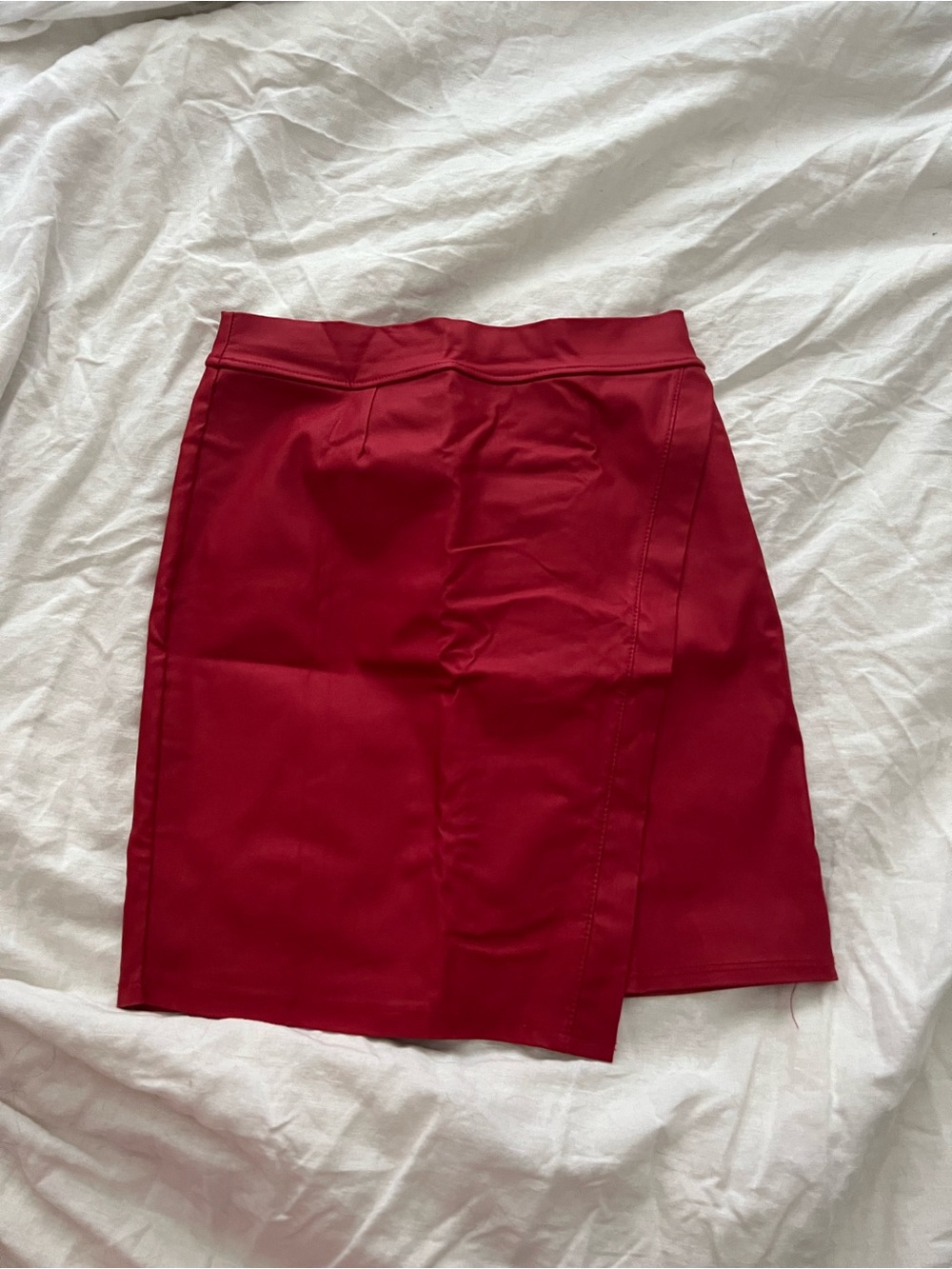 Windsor Crimson Pencil Skirt with Front Overlap